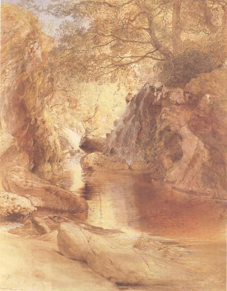 Samuel Palmer A Cascade in Shadow,Drawn on the Spot,near the Function of the Machno and Conway,North Wales China oil painting art